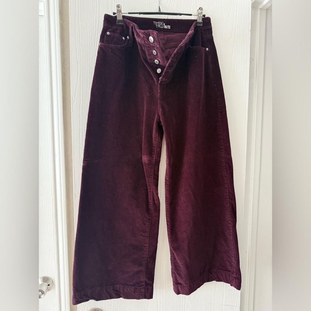 Time and Tru Maroon Corduroy High-Rise Pants